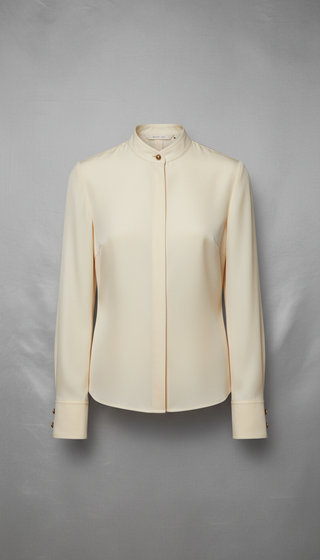 Tailored ivory blouse in fine cotton
