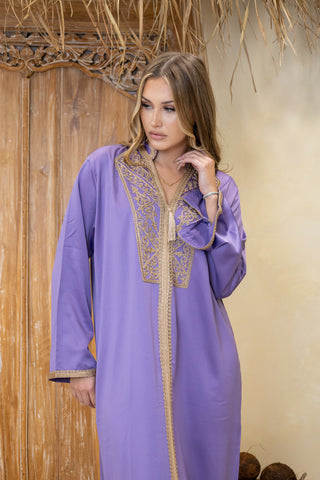 Golden Thread Abaya Peach