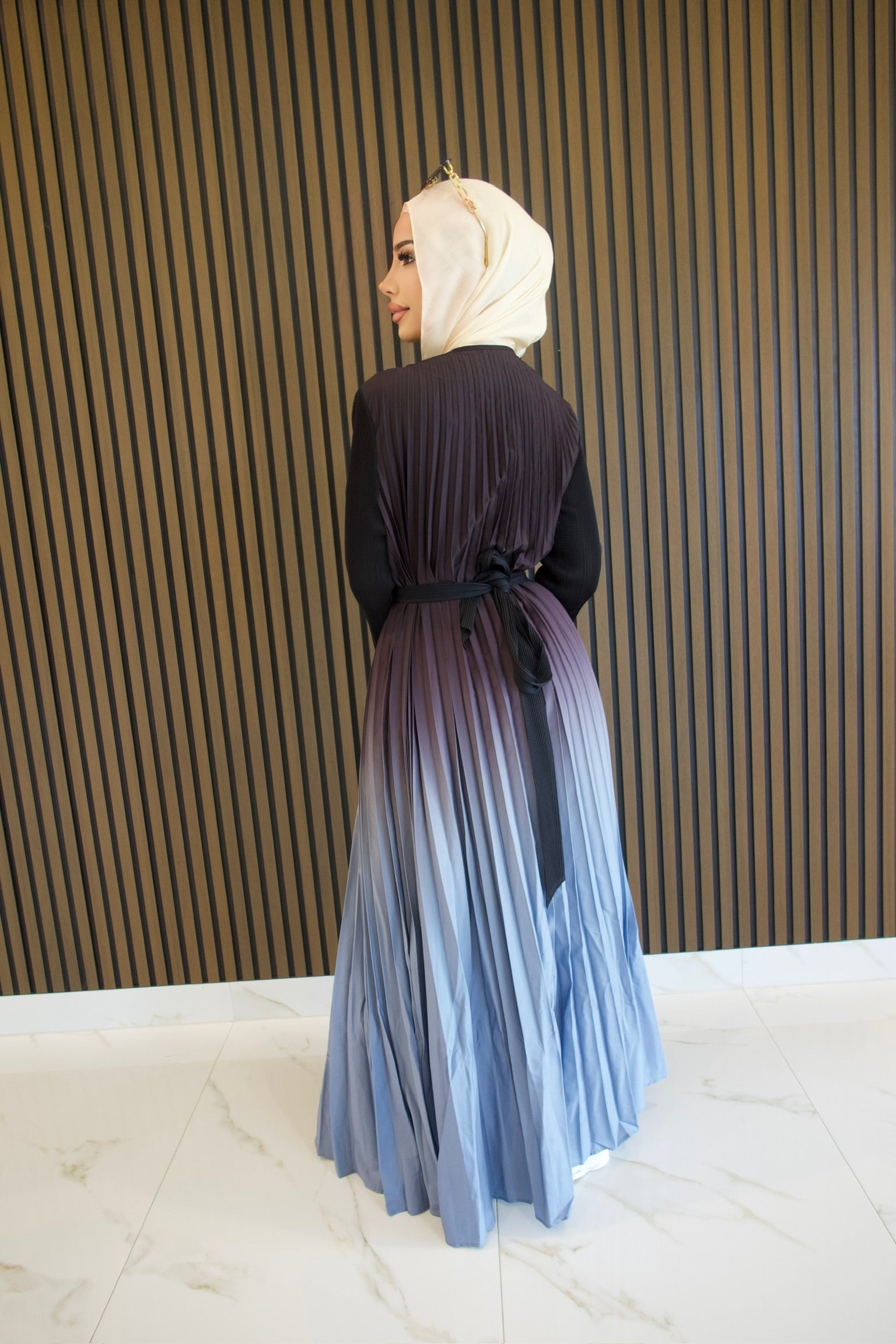 ombre pleated kimono